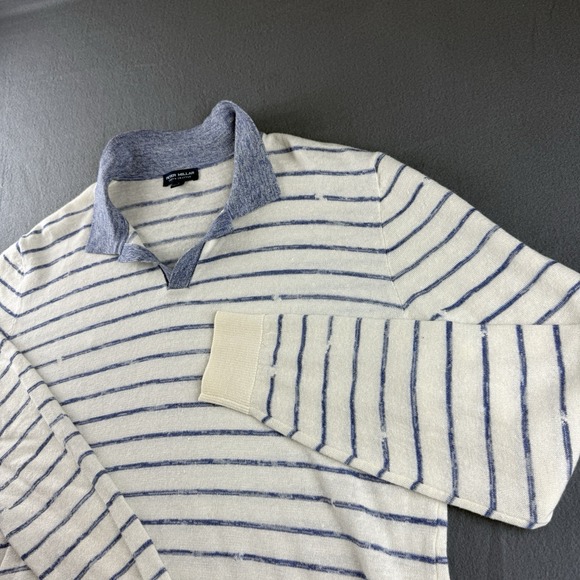 Peter Millar Sweater Mens L Blue Trieste Riviera Collar Regatta Stripe Silk Wool